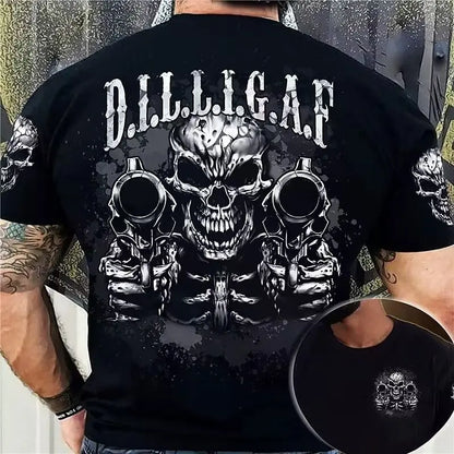 Apex Ritual – スカルデジタルプリントTシャツ – 大胆なグラフィッククルーネックストリートウェアTシャツ