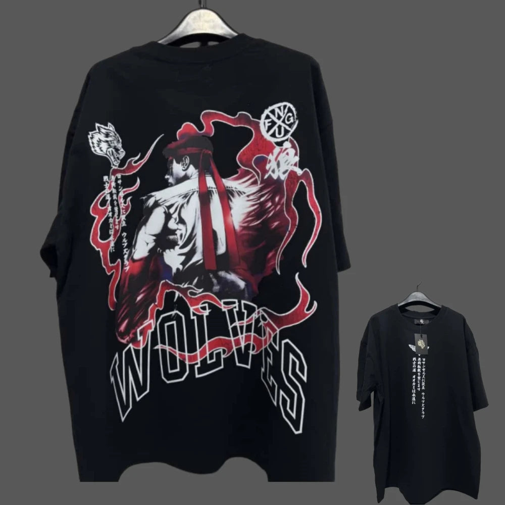 Apex Ritual – アニメプリント メンズクルーネックTシャツ – ゆったりカジュアル フィットネストレーニング コットンTee