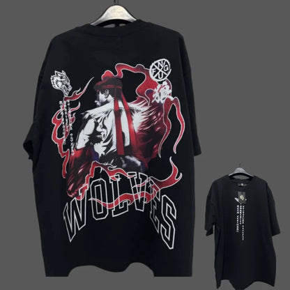Apex Ritual – アニメプリント メンズクルーネックTシャツ – ゆったりカジュアル フィットネストレーニング コットンTee