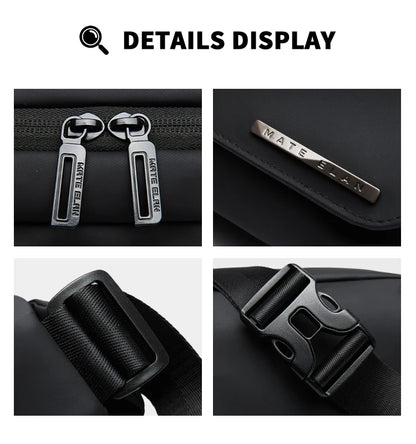 MATE ELAN Urban Business Thin Crossbody Shoulder Bag Men Fashion Waterproof Waist Fanny Pack Chest Bags Black Best iPad Bumbag