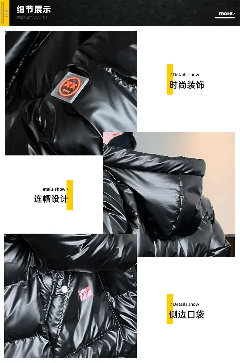 Plus size 8XL 7XL 6XL shiny coats Men Hood Warm Hip HOP winter Overcoat men's cotton-padded Parkas casual men's thickened Parka