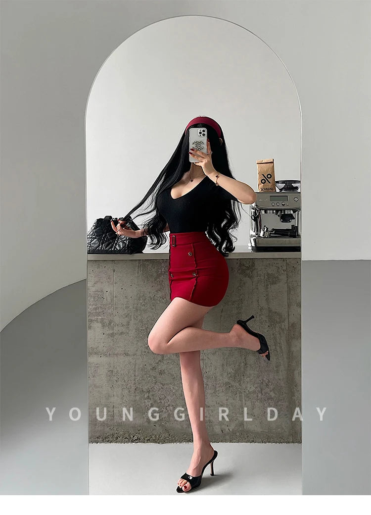 Women's High-Waist Belted Mini Skirt