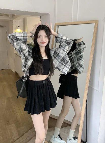 Solid Shorts Women Summer Folds All-match High Waist Stylish Popular Aesthetic Fashion Korean Style Шорты Женские Летние Chic