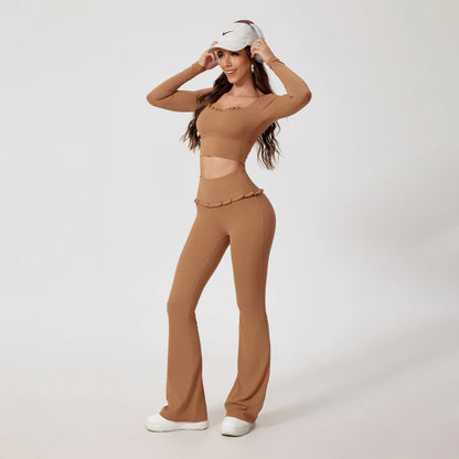 Women's Workout Wide-Leg Slim Fit Two-Piece Set