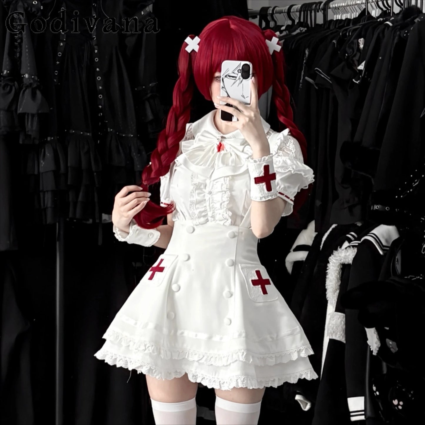 Women's White Gothic Lolita Two-Piece Set