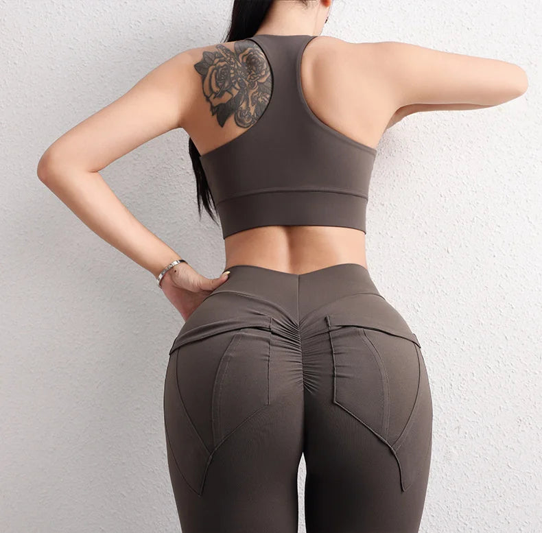 TRY TO BN Yoga Sports Bra Women Gym Underwear Sexy Hollow Vest Shockproof Gather Chest Cross Fitness Top Workout Running Clothes
