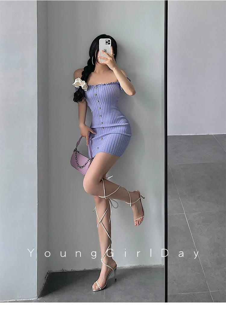 Women's One-Shoulder Knit Mini Dress
