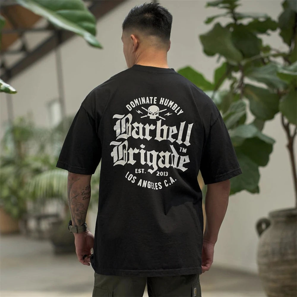 Clearance Sale BARBELL Men Running Sport Cotton T-shirt Gym Fitness Skull - APEX RITUAL men's t-shirts