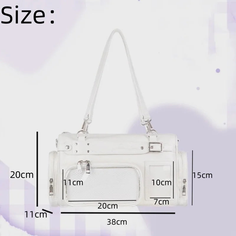 Large Capacity Japanese Y2k Shoulder Itabag Transparent MultiPocket Harajuku Crossbody Bag Cute Girl JK Uniform Underarm Bag