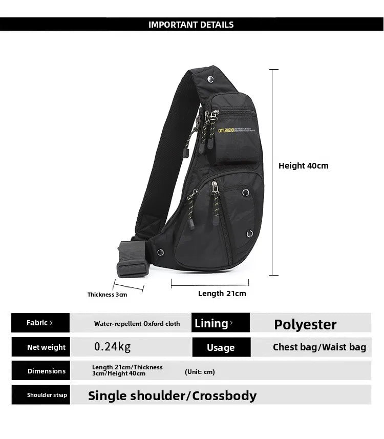 2025 New Men's Oxford Cloth Crossbody Bag Casual Single Shoulder Bag Fashionable Street Style Leisure Chest Bag for Men