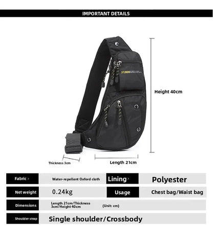 2025 New Men's Oxford Cloth Crossbody Bag Casual Single Shoulder Bag Fashionable Street Style Leisure Chest Bag for Men