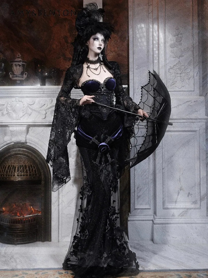 Women's Gothic Velvet Corset Waist Top