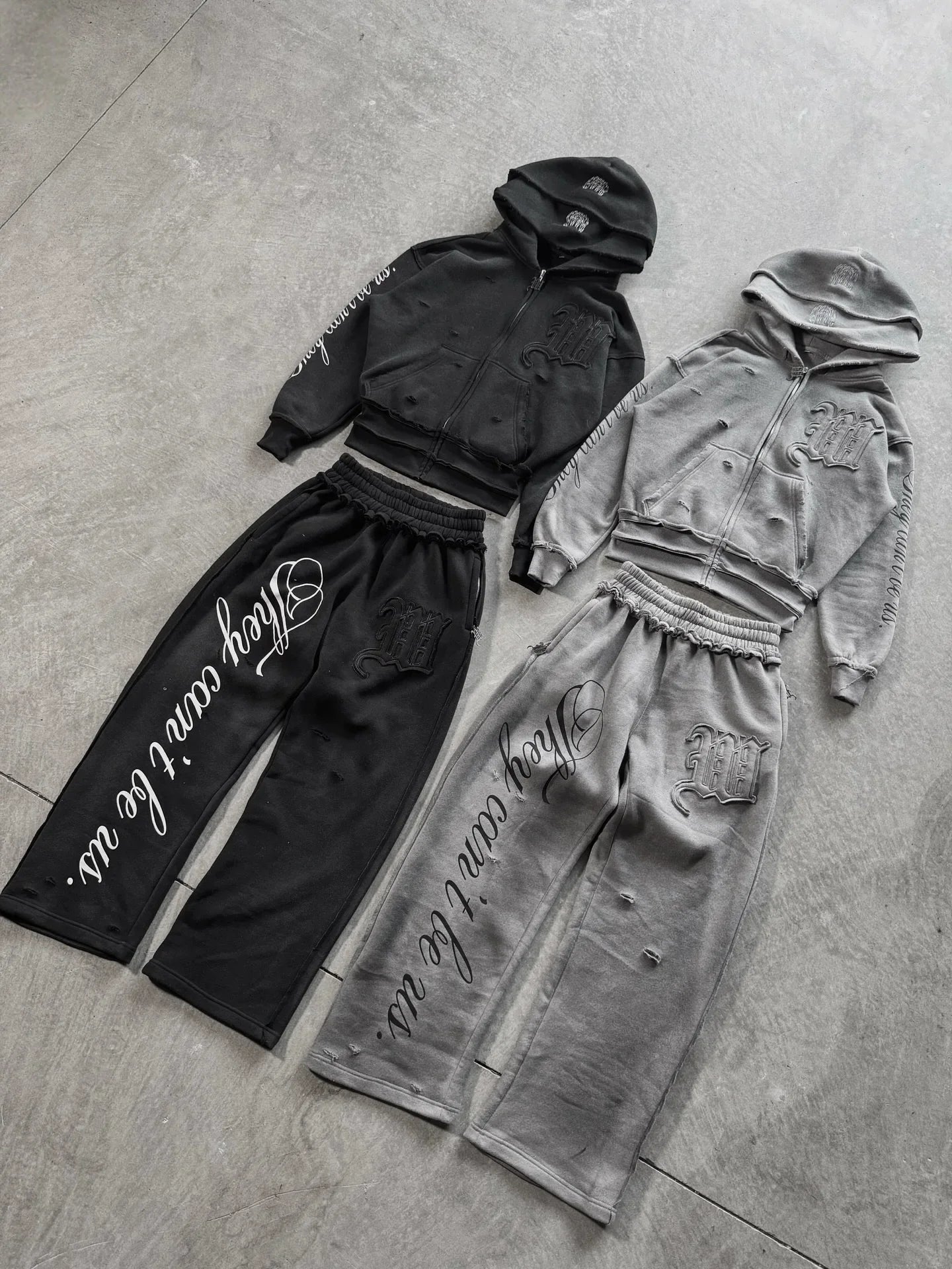Y2K Harajuku Punk Gothic Loose Hooded Sweatshirt American Embroidered Patch Casual Double Hooded High Street Retro Sports Sui