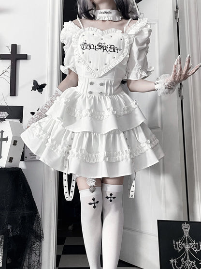 Women's Gothic Puff-Sleeve Sweetheart Dress