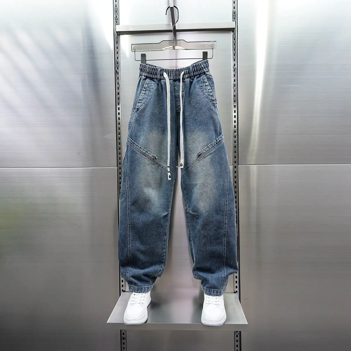 American Retro Washed Distressed Jeans Loose Straight Wide-leg Jeans Luxury Brand Men's Clothing