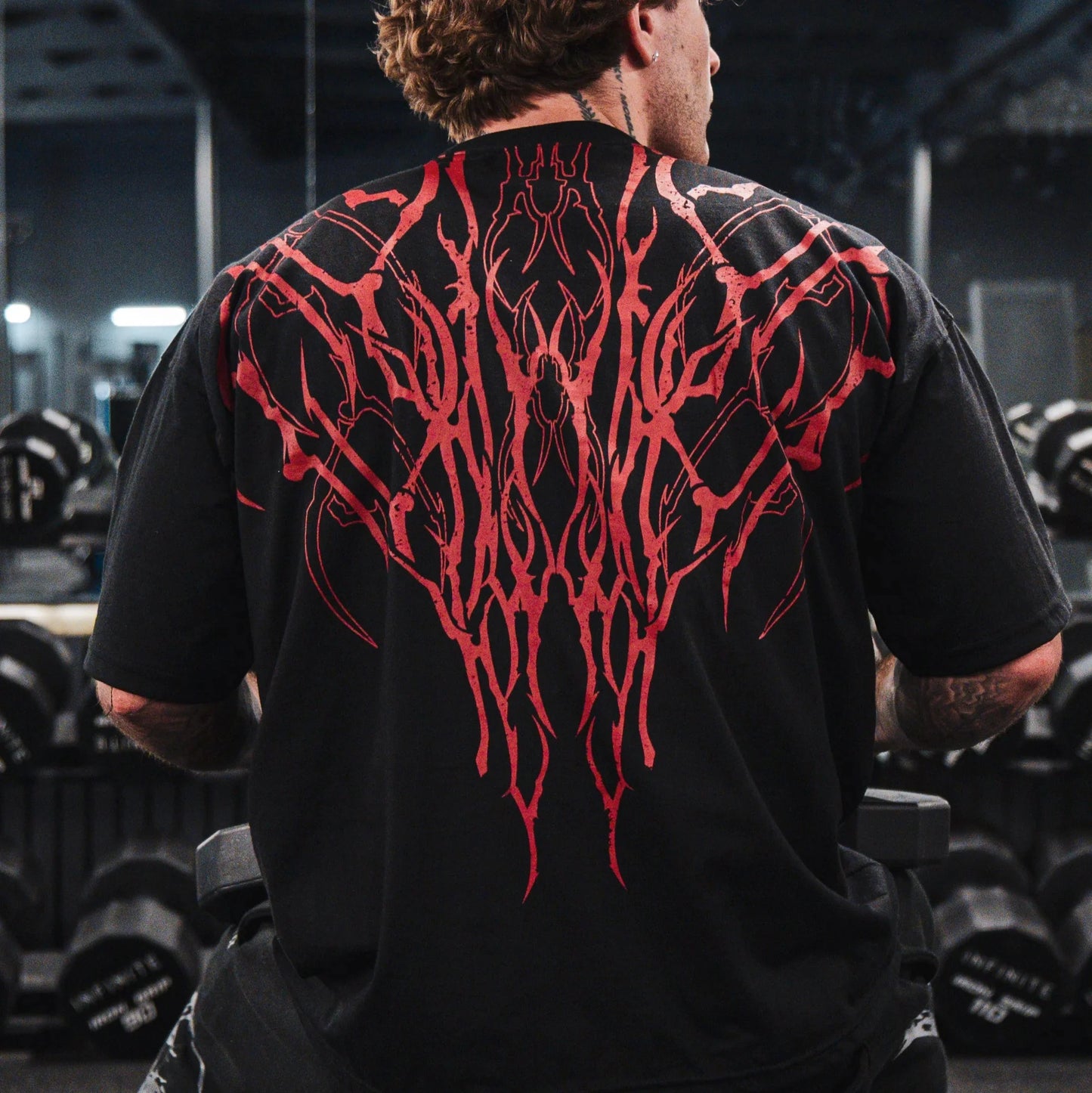 T shirt Men Dark Oversized Cotton Tee Skull Print Workout Gym Top Streetwear Fitness Clothing Alternative Fashion