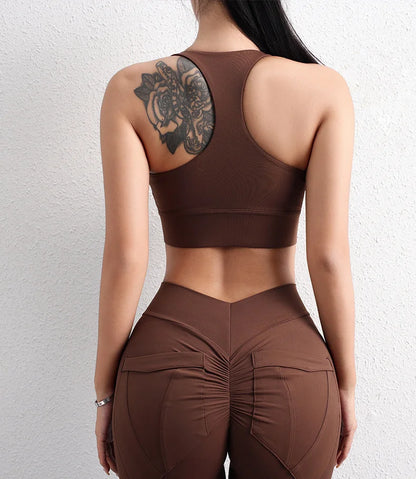 TRY TO BN Yoga Sports Bra Women Gym Underwear Sexy Hollow Vest Shockproof Gather Chest Cross Fitness Top Workout Running Clothes