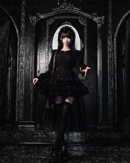 Women's Gothic Navy-Collar Maid Dress Set