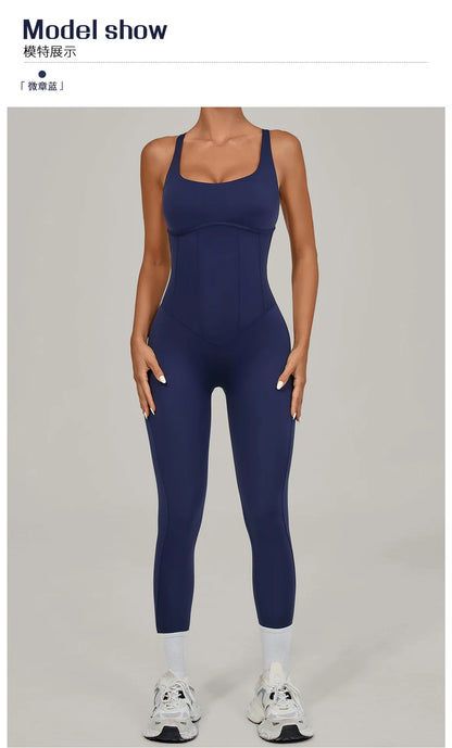 Women's Workout Backless Purple Jumpsuit