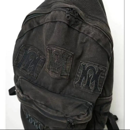 LEFTSIDE Y2k Aesthetic Letter Embroidery Backpack Patchwork Vintage Gothic Schoolbags Luxury Design Casual Students Backpacks