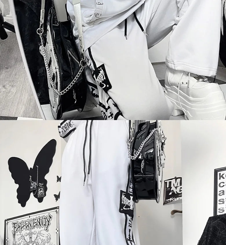 Original Printed Subculture Dark Loose Tracksuit Top and Pants Set Women's Outfits Oversized Stand Collar Zipper Sweatshirts