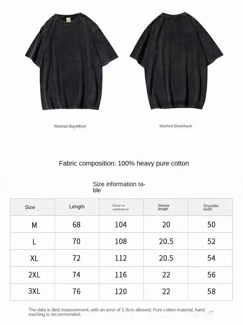 Y2K Gothic Angel Wings T-shirt: wash grunge street wear personality casual street fashion high quality round neck short sleeve