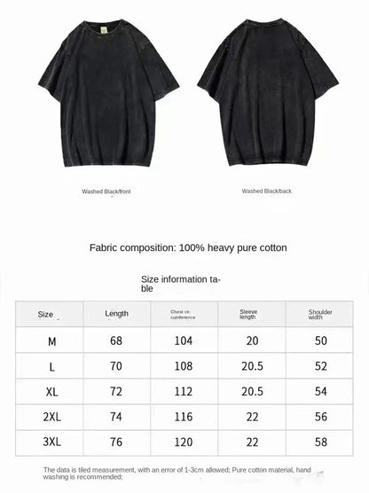 Y2K Gothic Angel Wings T-shirt: wash grunge street wear personality casual street fashion high quality round neck short sleeve