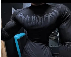 Men's Long Sleeve Fitness T-Shirt Tight Sports Wear Quick Dry High Elasticity Spring Autumn Seasonal Style round Neck Letter ...