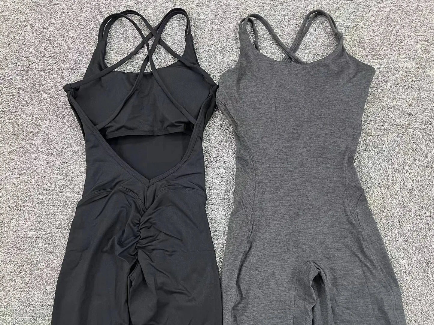 Women's Workout Slim Fit Ruched Black Jumpsuit