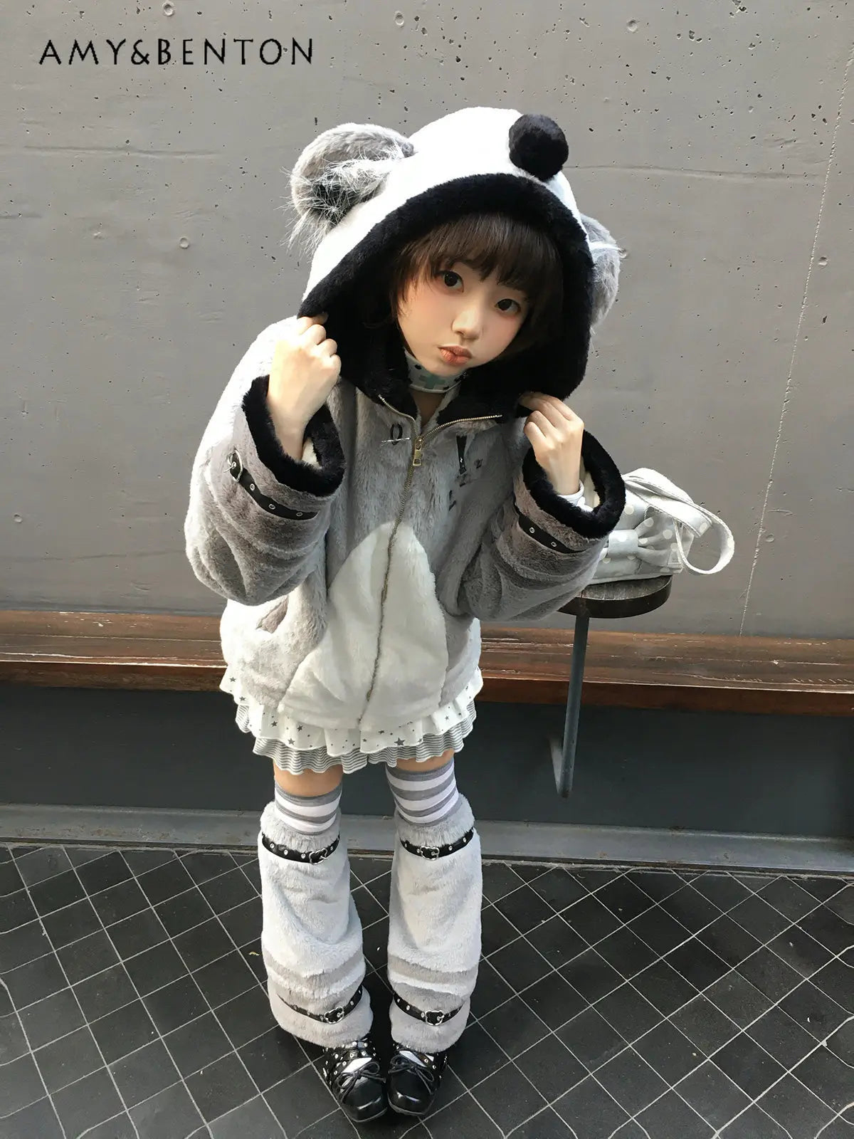 Women's Plush Hooded Embroidered Coat Set