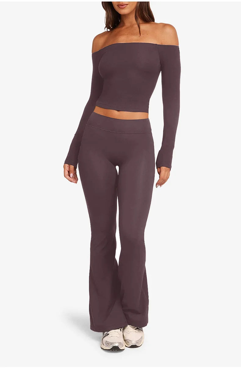 Women's Workout Wide-Leg High-Waist Two-Piece Set