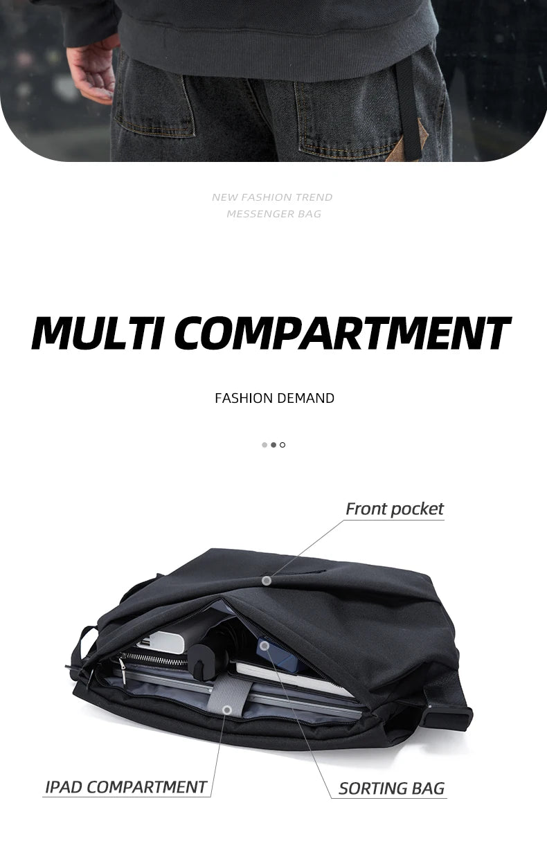 MOYYI Design Large Laptop Messenger Bag for Men Waterproof Travel Crossbody Shoulder Bag Reflective Cycling College School Bag