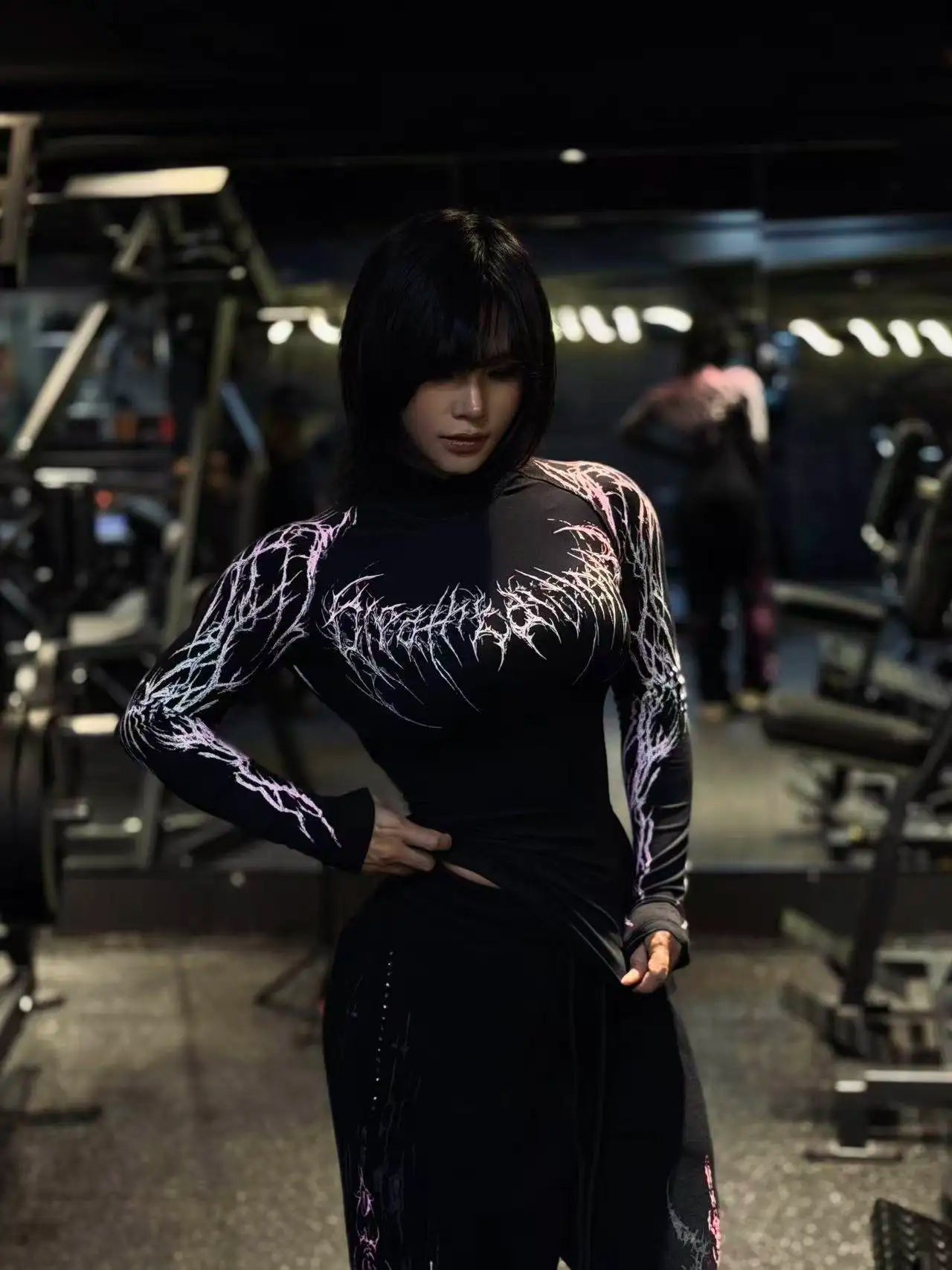 Women's Gothic High-Neck Compression Long-Sleeve Top