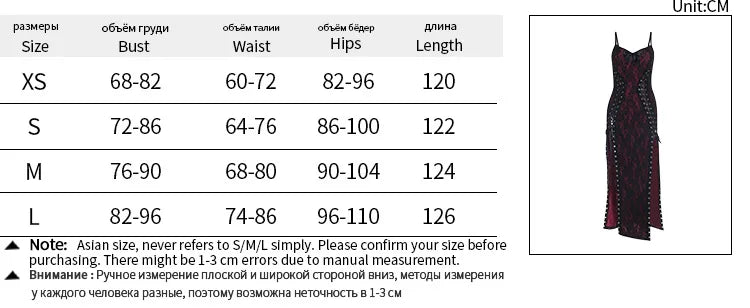 Women's Red Gothic Hollow-Out Strap Dress