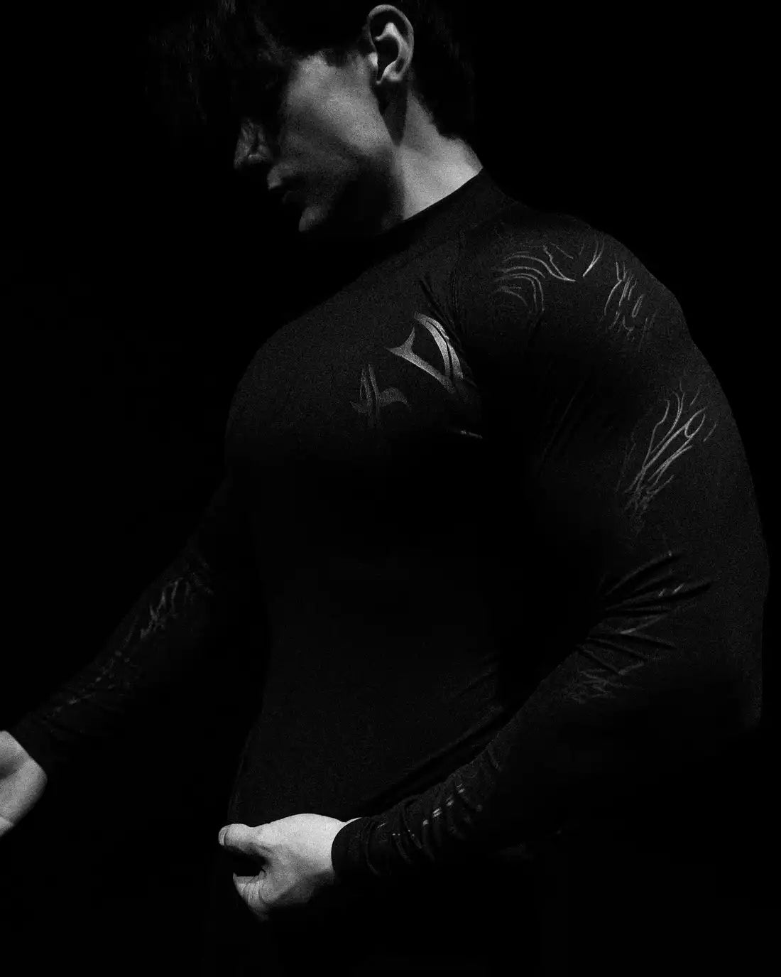 01-Men's Compression Long Sleeve Sports Shirt Workout Tops Gym Compression Breathable High Stretch