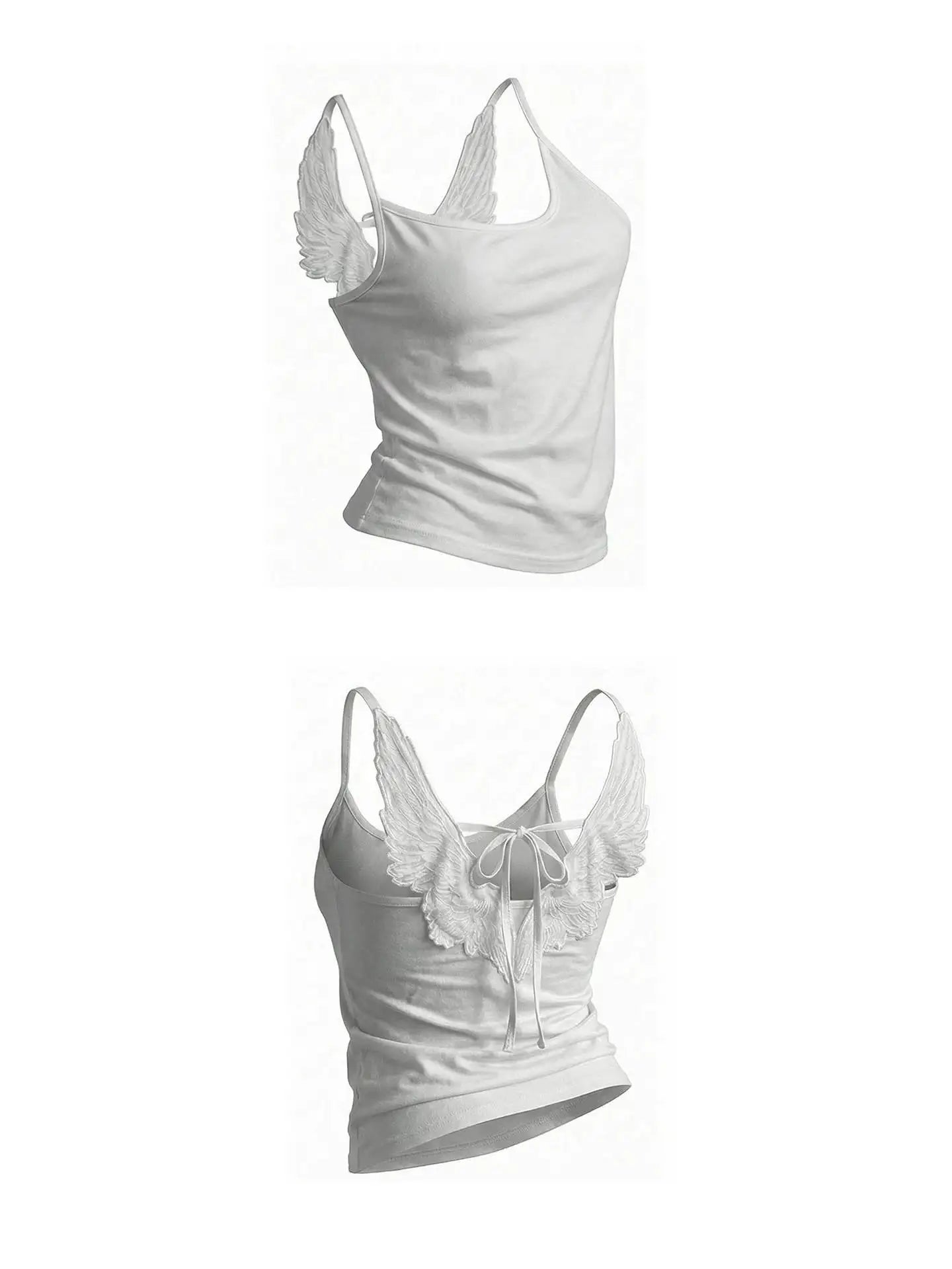 Women's Y2K Angel-Wing Denim Shorts Set