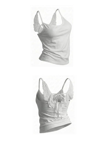 Women's Y2K Angel-Wing Denim Shorts Set