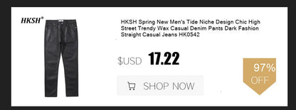HKSH Spring Summer New Men's Tide Dark Cotton Form Five Star Printed Pattern Cotton T-shirts Half Sleeve Women Chic Tees HK2006