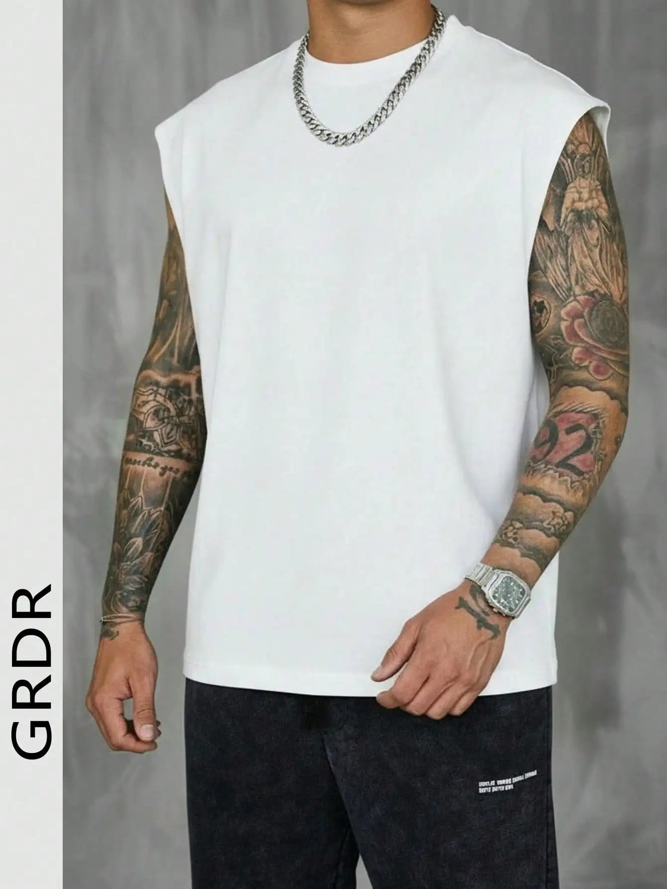 Men's White Sleeveless T-Shirt Tank Top Casual Loose Fit O-Neck Basic Vest Summer Gym Workout Streetwear Tops