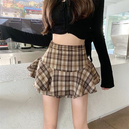 Women's Y2K Plaid Ruffle Skort