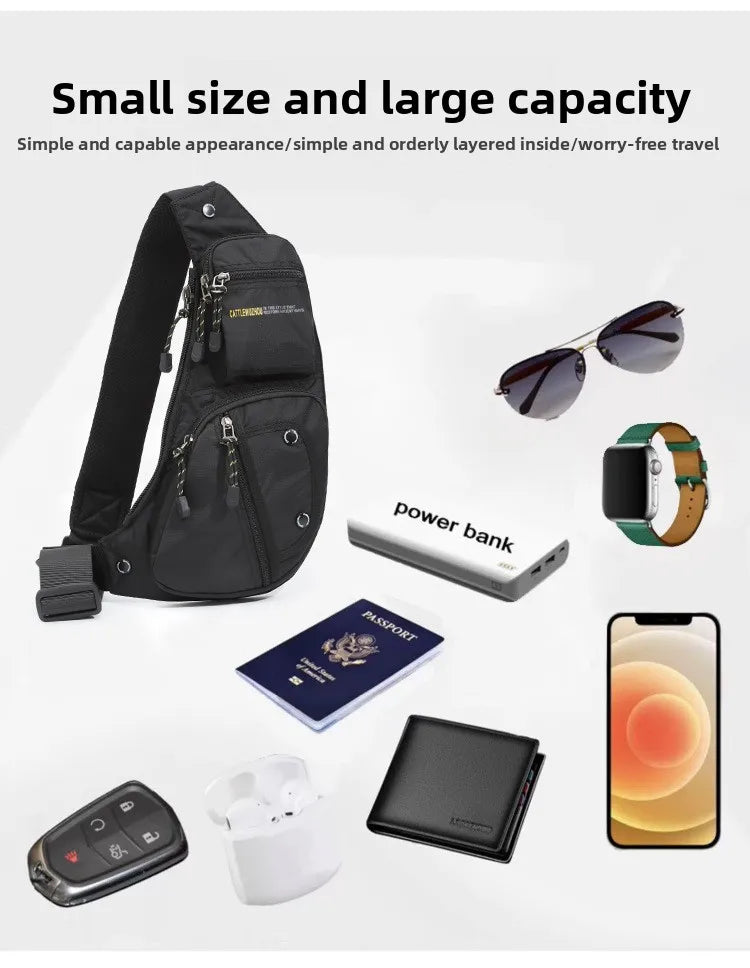 2025 New Men's Oxford Cloth Crossbody Bag Casual Single Shoulder Bag Fashionable Street Style Leisure Chest Bag for Men