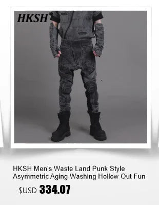 HKSH Summer New Trendy Dark Color Contrast O-Neck Short Sleeve T-shirts Men's Tide High Street Half Length Tees Tie-dyed HK0989