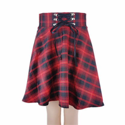 FICHOR Black Checkered Women's Gothic Skirt Women Pleated Spring Autumn Girl Hip Hop Female Punk Goth Mini Skirt Clubwear