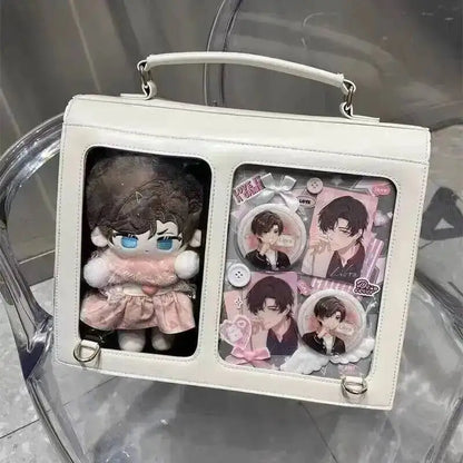 PU Leather Japanese Brown Ita Backpacks Transparent Jk Lolita Pain Bags Flap Pocket Student Shoulder Bags Preppy Style Bag Girls
