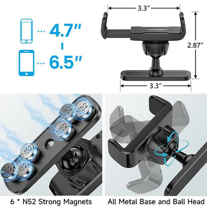 Tenmtoo Gym Magnetic Phone Holder 360 Adjustable Stand for MagSafe Compatible with All 4.7-6.5 Inch Smartphones iPhone 15 14 13