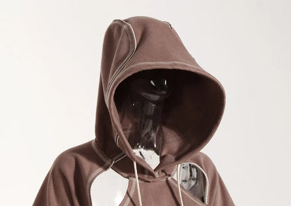 Women Hooded Sweatshirt Color Clashing Bright Line Short Top Ladies Fashion Layering Hoodie Long Sleeved Tops Hiphop Style