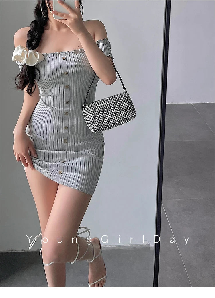 Women's One-Shoulder Knit Mini Dress