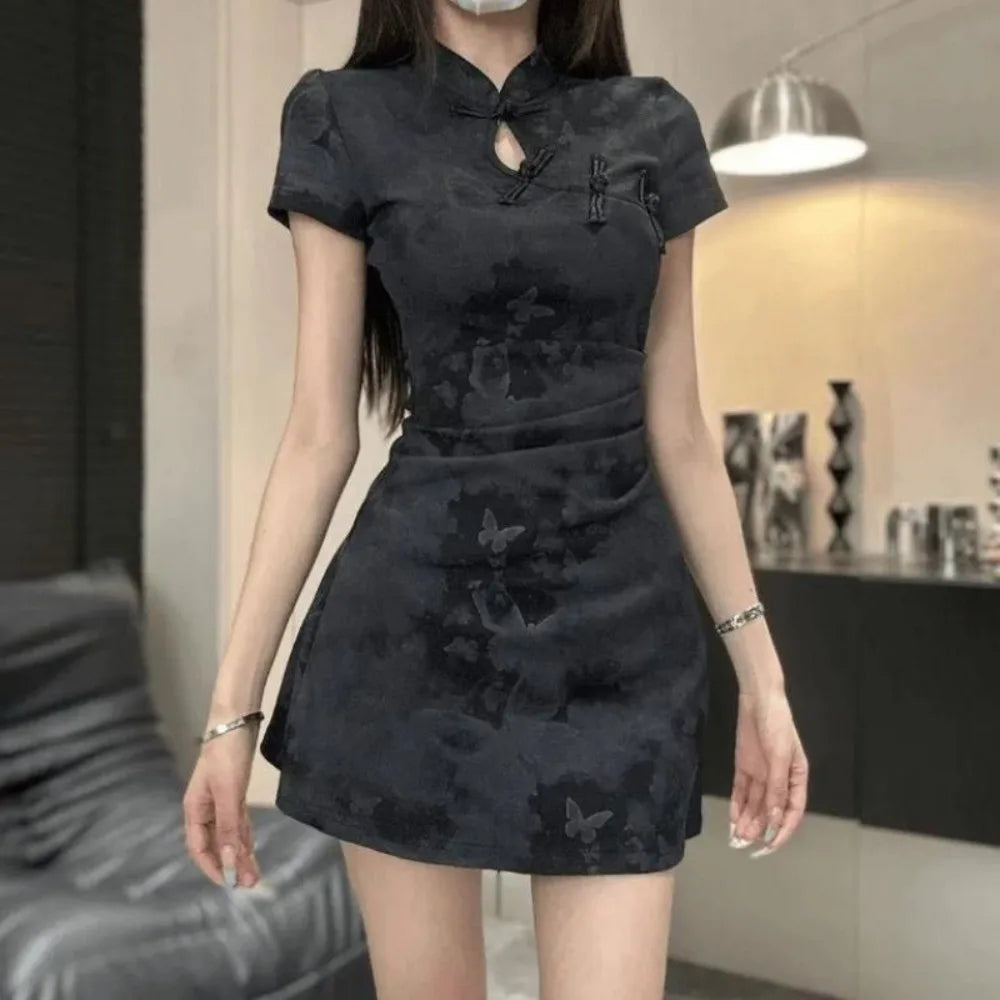 Women's Vintage Cheongsam Mini Dress