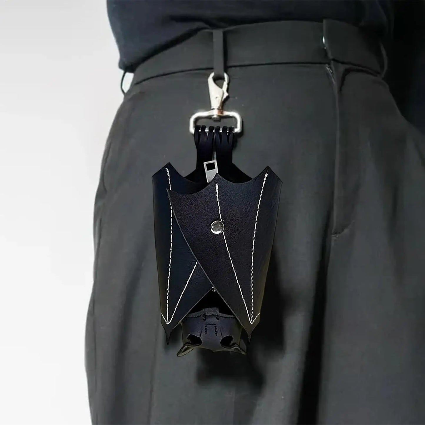 Coin Purse PU Leather Bat Gothic Bag Keychain Change Purse with Foldable Wings for Outdoor Shopping Travel Work School Events