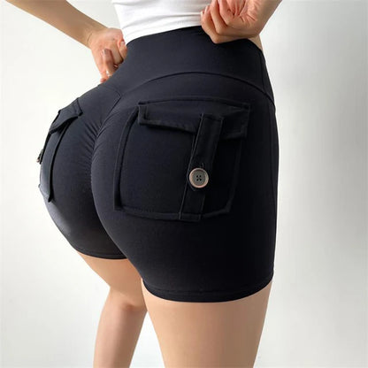 TRY TO BN Women's Sports Shorts with Pockets Butt Lifting High Waist Booty Scrunch Gym Workout Running Biker Yoga Fitness Shorts